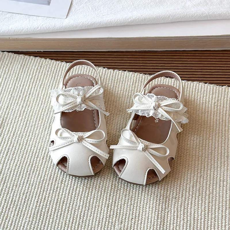 

Jogerli Trendy Girls Soft-soled Closed Toe Beach Sandals Summer Kids Lace Bow Princess Sandals Fashion Shoes Size 21-30