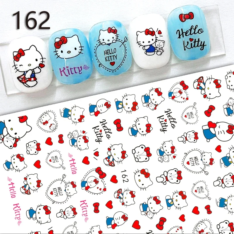 1PCS New Cartoon Sanrio Family 3D Hello Kitty Nail Stickers Anime Sticker Kuromi Melody Nail Supplies Cute Frog Press On Nails