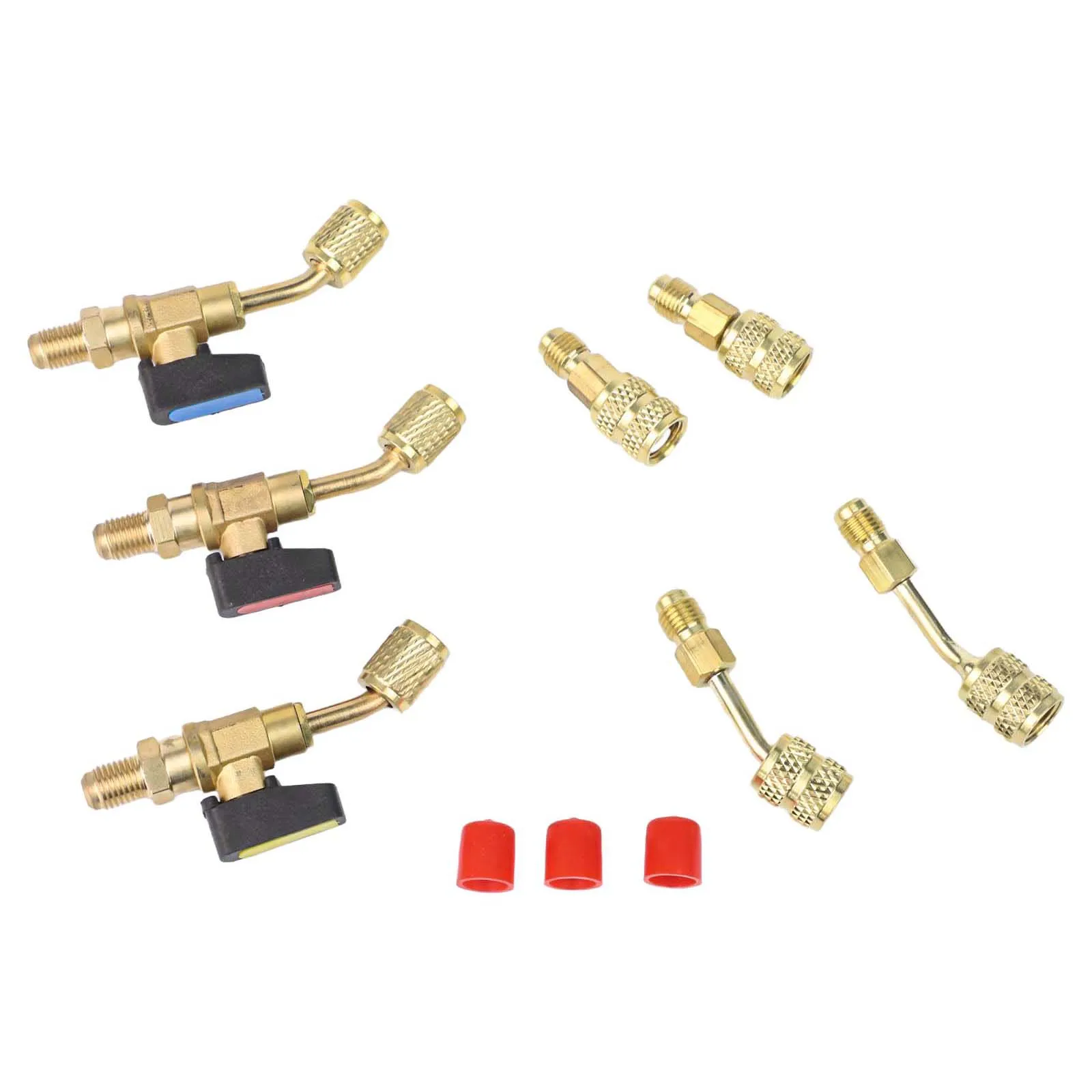 Adaptador Válvula de aire acondicionado Capacidad de alta presión Compatibilidad versátil Diseño de ángulo de 45 grados Juego de 7 piezas