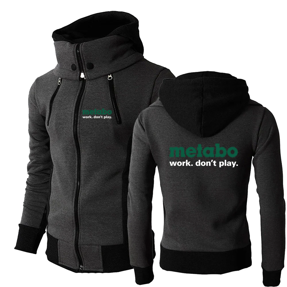 Metabo Tools Logo Print 2026 Spring And Autumn Men's Solid Color Zipper Pullover Hoodies Versatile Leisure Coat Cardigan Jacket