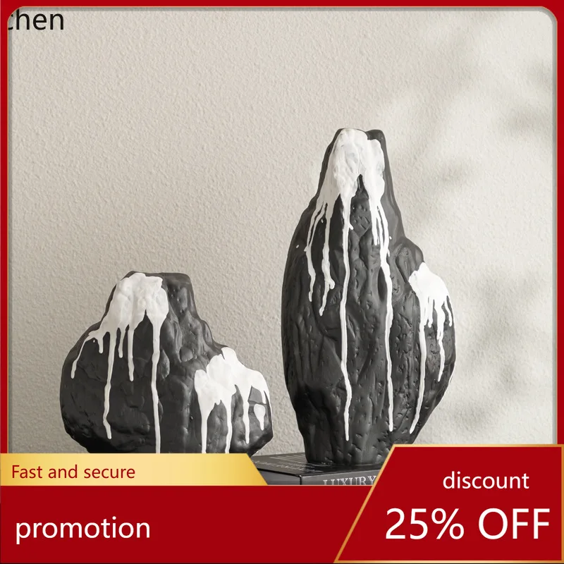 

CZ Vintage Distressed Ceramic Snow Mountain Rockery Art Ornament High-end Tea Room Study Decoration Piece