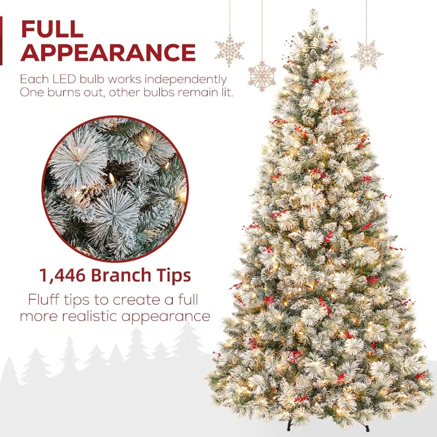 شجرة عيد الميلاد الاصطناعية المتدفقة بطول 7.5 قدم مع أطراف فرع PVC 1446 مفصلات معدنية وقاعدة قوية شجرة عطلة داخلية مزخرفة #3