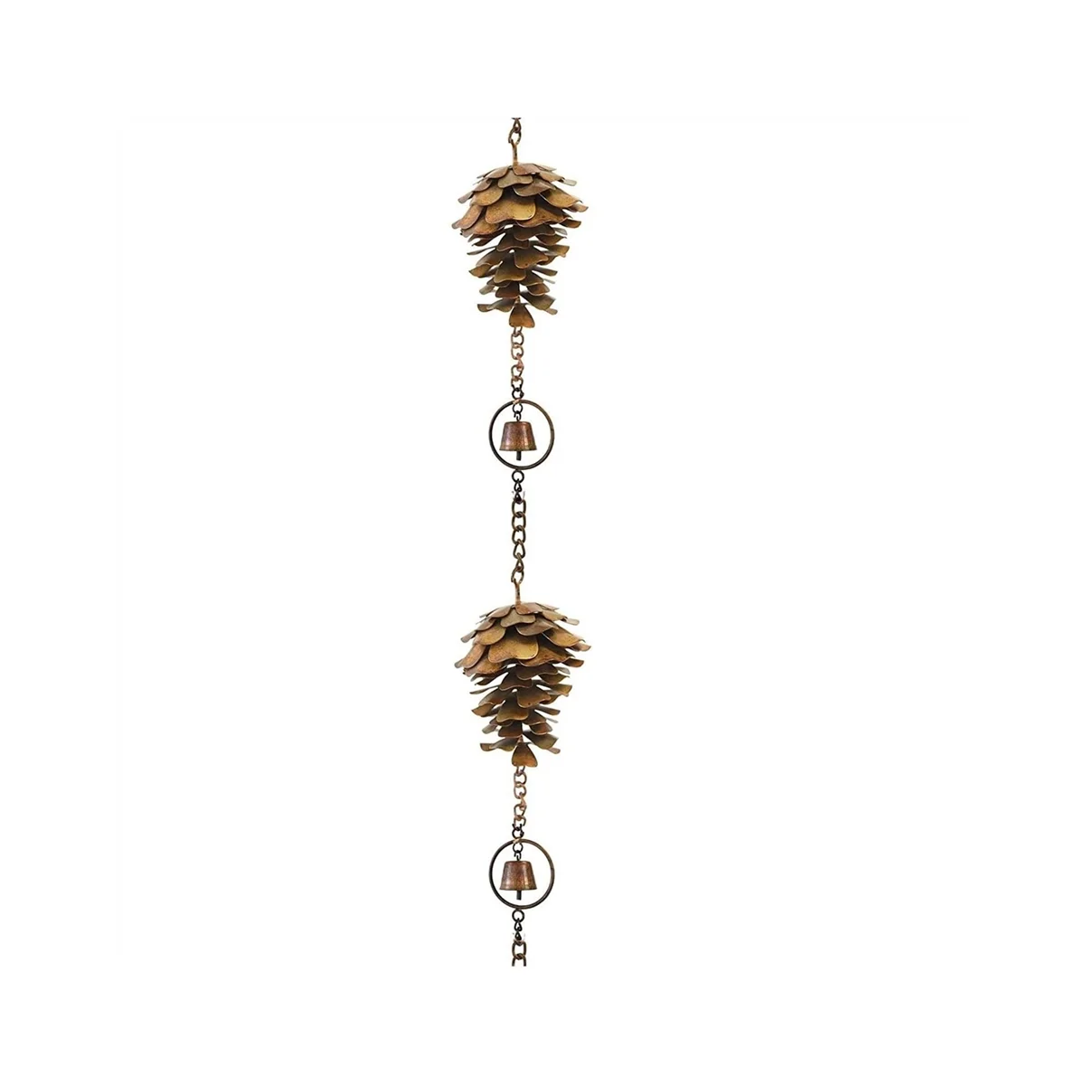 소나무 콘 모양의 레인 체인, 고대 그래피티 소나무 콘 장식 행잉 체인, 금속 다리미 종
