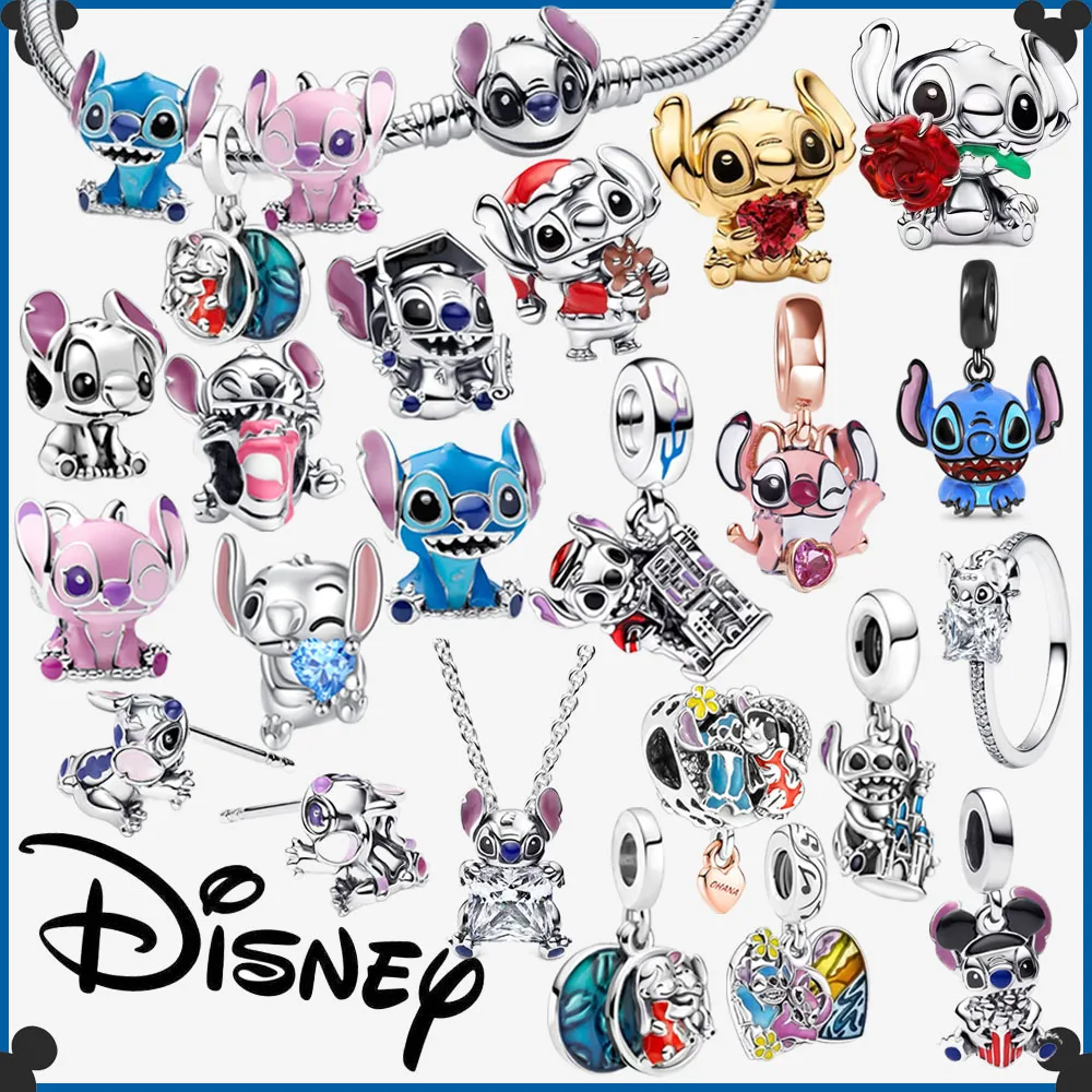 

Disney Stitch Angel из стерлингового серебра 925 пробы, висячие подвески, подходят для оригинального браслета, бусины, ювелирные изделия, сделай сам, Рождественский подарок, Rngs