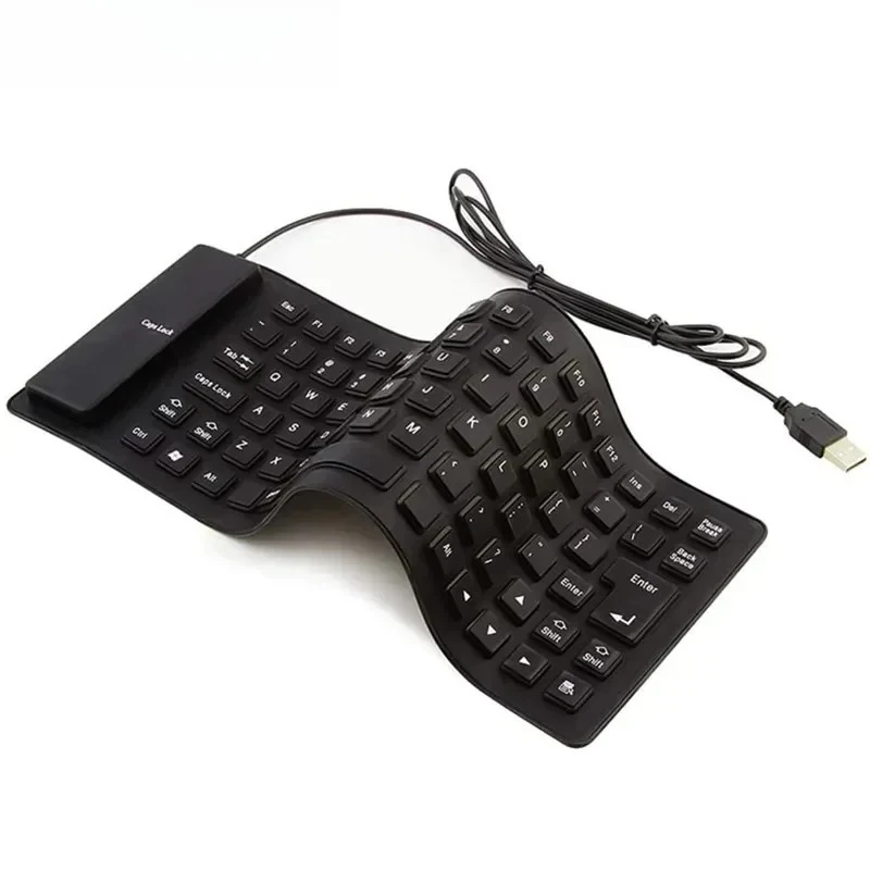Foldable Silicone Keyboard 85/109 Keys USB Wired Silent Keys Waterproof and Dustproof Roll-Up Soft Touch Keyboard for Laptop