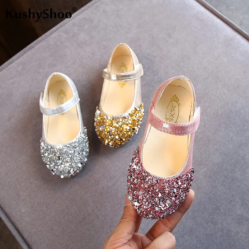 KushyShoo 2021 Primavera Nuovi Scarpe per bambini Scarpe da principessa per ragazze Glitter Bambini Scarpe da ballo per bambini Sandali casual per