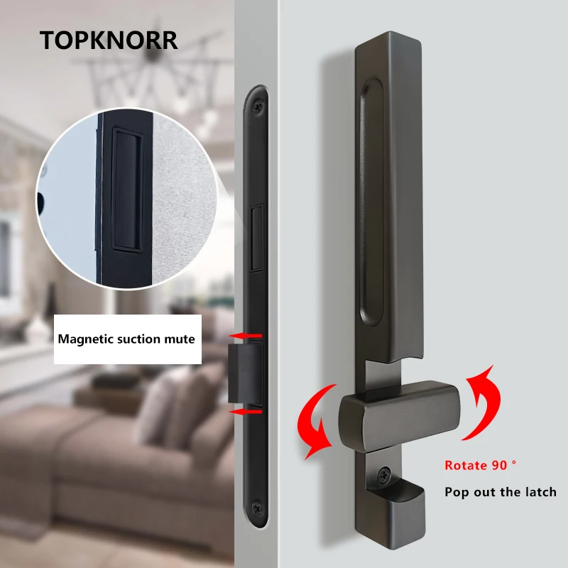 Imagem -02 - Topknorr-minimalista Fechadura Magnética Casa Interior Universal wc Quarto Preto Maçaneta de Madeira Mudo Quarto Door Lock