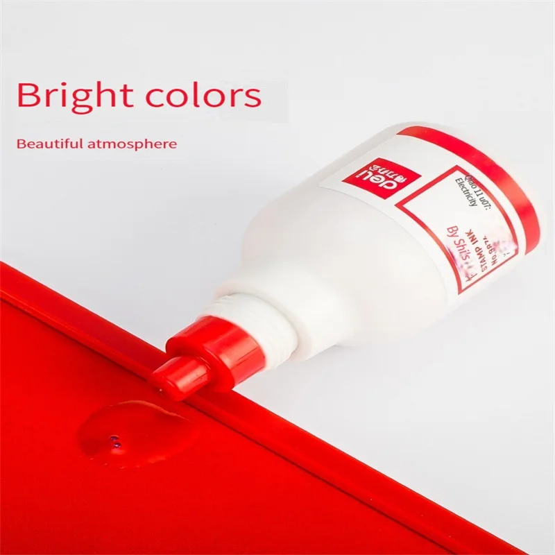 Deli 9874 Red Ink Oil Fast Drying Large Capacity Clean Clay Oil Stamp Ink Watermark Muddy Water Fast Drying High Quality