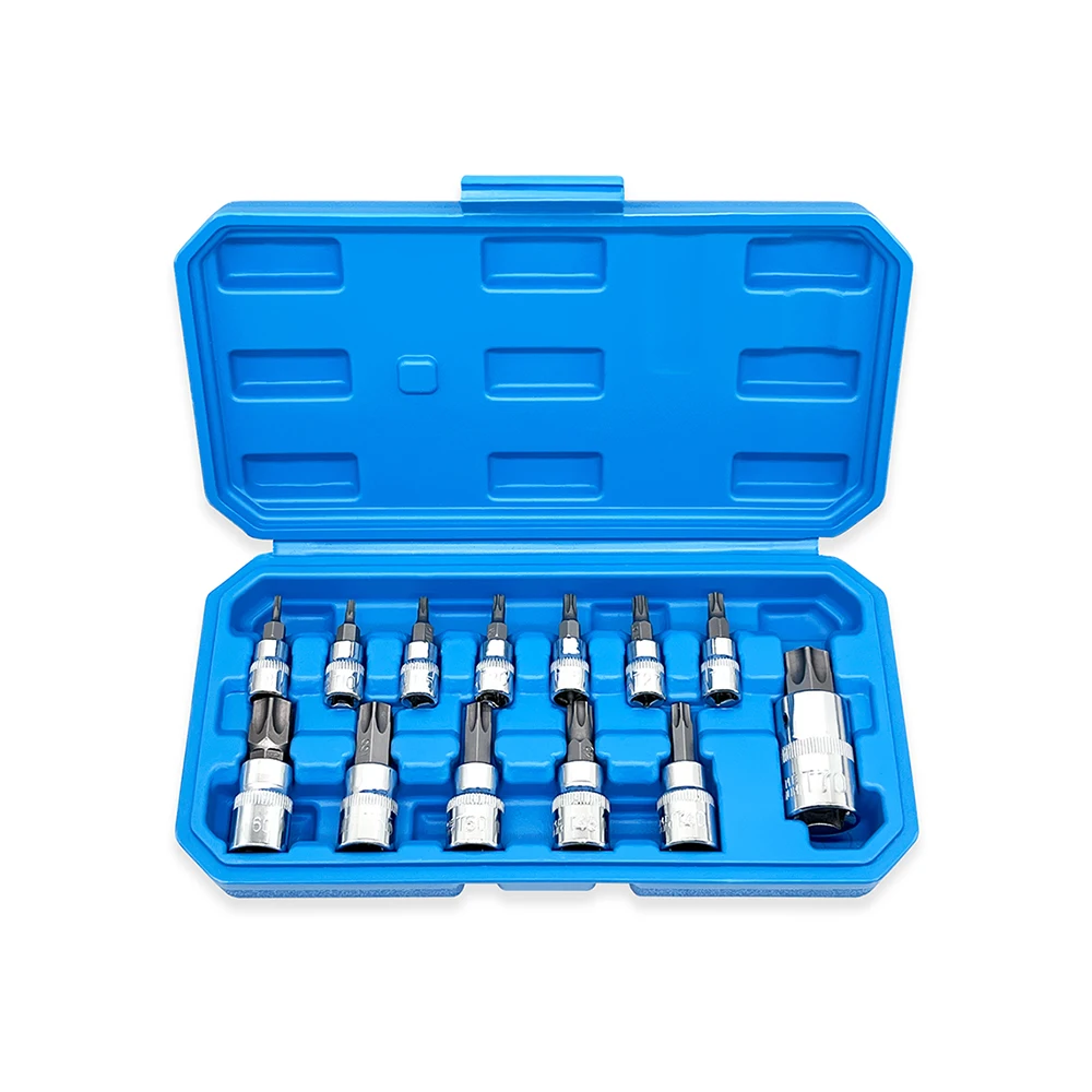 13-częściowy zestaw nakrętek gniazdowych Torx Star Bit 1/4 3/8 i 1/2" Napęd T8 - T70 Zestawy narzędzi domowych