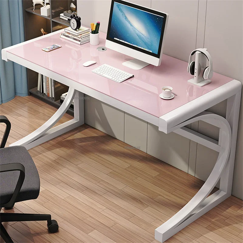 

Modern Tempered Glass Computer Desks Office Furniture Bedroom Gaming Desk Student Dormitory Writing Table Home Gaming Tables Z