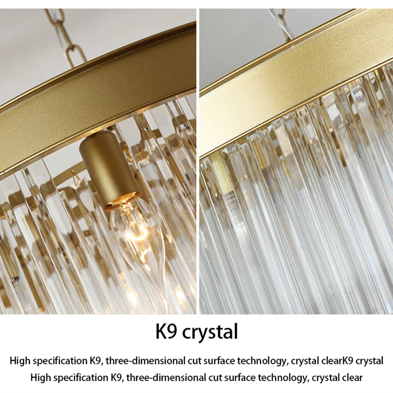 Modern LED Luxury K9 Crystal Chandeliers Gold Black Lustre Pendant Light Living Dining Room Bedroom Home Decoration Ceiling Lamp