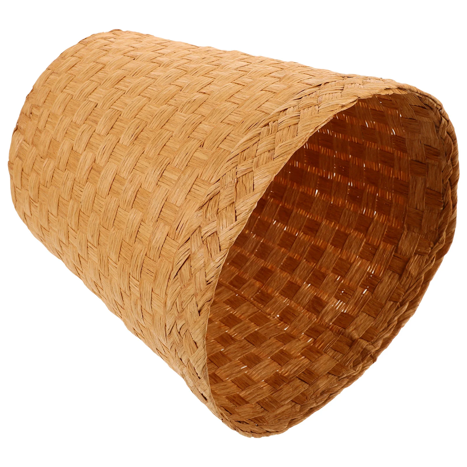 Rattan Handwoven Trash Can Sundries Storage Basket Litter Boxes Office Wicker Waste for Bathroom Gift Versatile