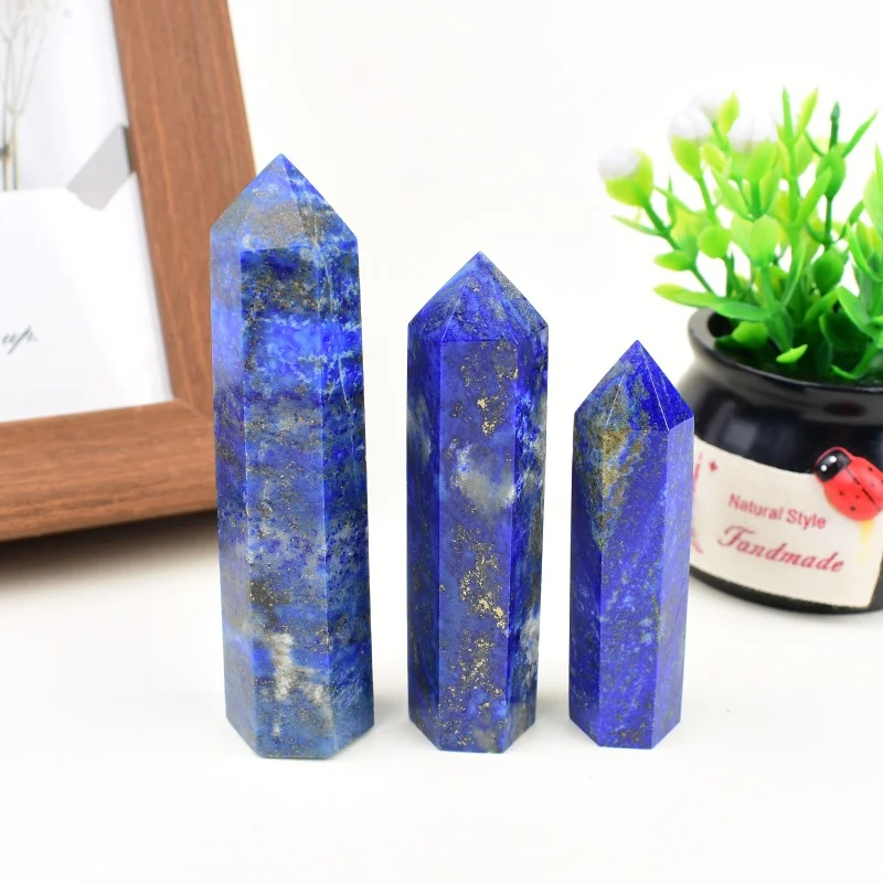 1pc pedra de cristal natural lápis-lazúli pedra obelisco ponto cura pilar mineral espécime reiki artesanato decoração para casa presente diy