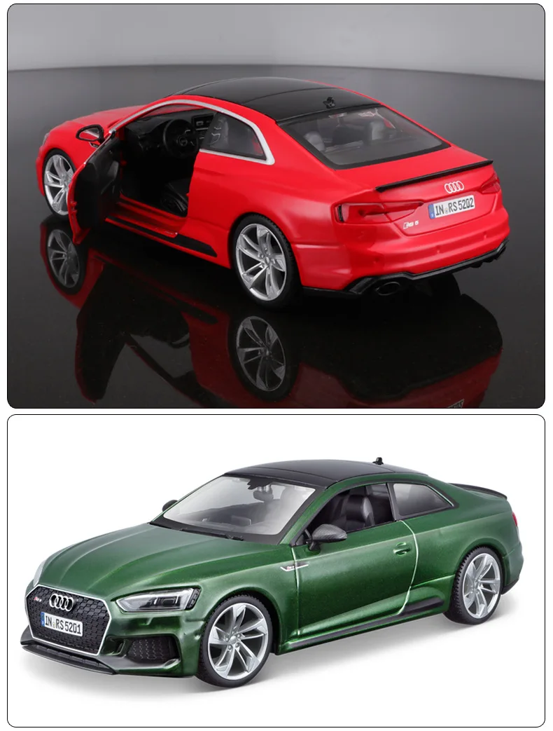 1:24 Maisto Audi RS5 Coupe Model Alloy Car Audi R8 Die Cast Sports Car Collection Luksusowa ozdoba pojazdu Prezent urodzinowy dla chłopca