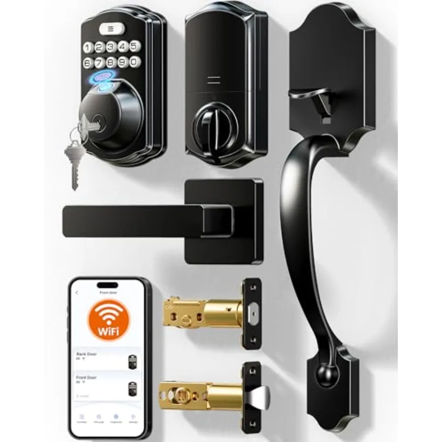 

VE012W-H Умный Wi-Fi замок для входной двери с интегрированным Wi-Fi, дистанционным управлением через приложение, голосовым управлением, бесключевым доступом по отпечатку пальца и функцией Smart Deadbolt.