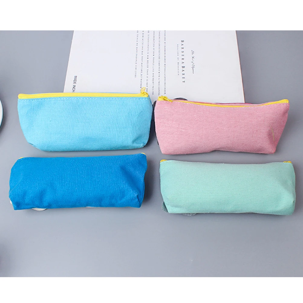 

2pcs Cat Pattern Pen Bag Canvas Pencil Pouch School Stationery Lightweight Sturdy Eco-Friendly Pen Holder For Students Girls