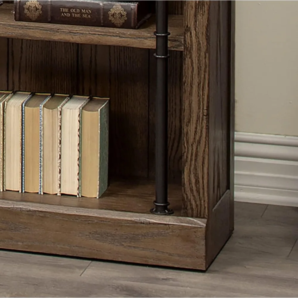 Dinding Rak Buku Tinggi Avondale 8' dengan Tangga, Organizer Penyimpanan, Rak Pajangan untuk Kantor, Coklat