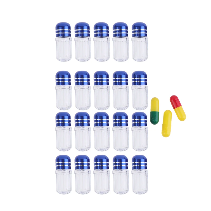 10/20/100PC Empty Capsule Shell Colorful Empty Clear Pill Case Plastic Bottle Drug Container Tablet Medicine Splitter Holder Box