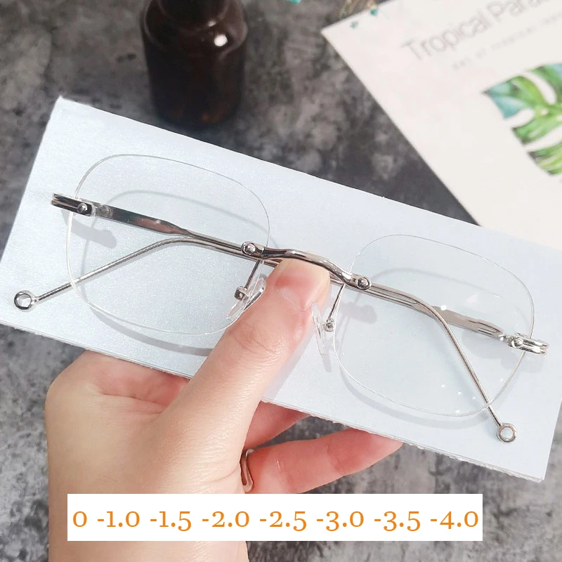 

Frameless Square Minus Glasses for Women Men Luxury Korean Style Shortsighted Eyeglasses Optical Spectacle Eyewear Diopter
