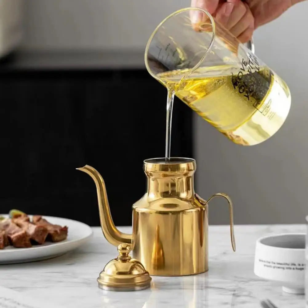 Stainless Steel Oil Dispenser Leak-Proof Drip-free Oil Bottle for OliveOil Vinegar Leak Proof Kitchen Bottle Oil Storage Contain