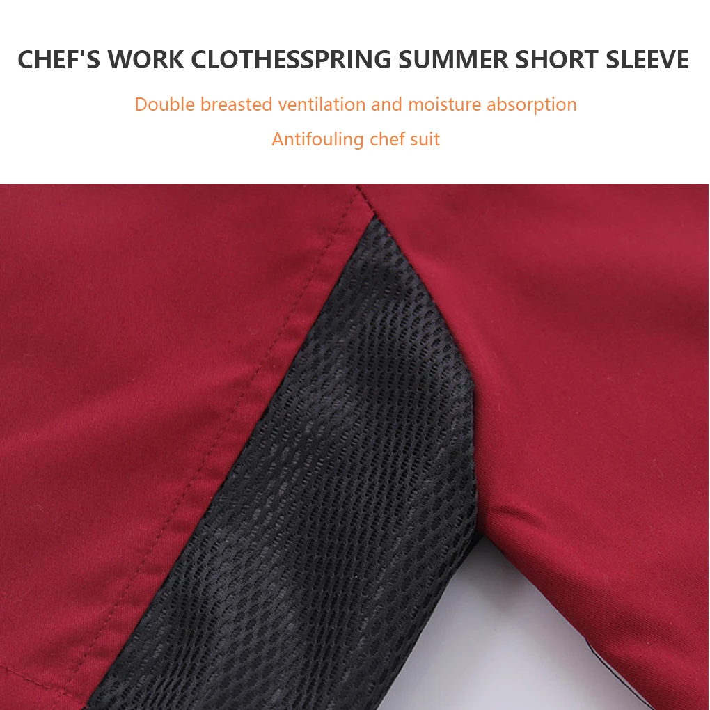 Coat Short Sleeve Cook Jacket Uniform Skin-friendly Costumes White XL