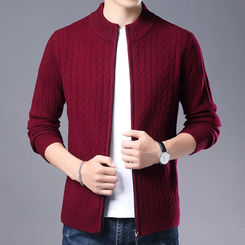 

Top Grade 100% Sheep Wool Jacket 2023 Autumn & Winter Casual Thick Zipper Sweater Coat Male Pure Cashmere Wool Warm Cardigan