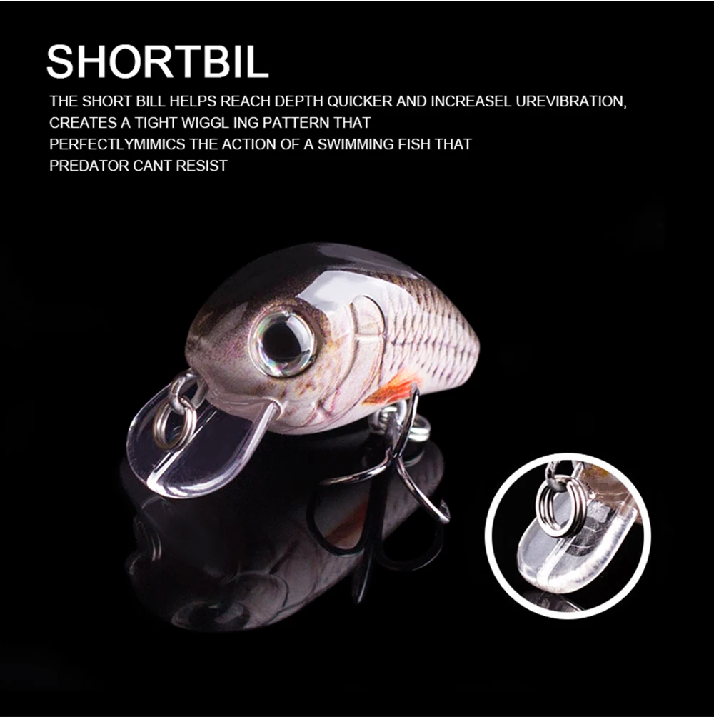Hanlin 5 Stück/Set 2,8 cm 2 g Mini-Wobbler, langsam sinkender Crankbait-Angelköder, künstlicher Köder, Hartplastik-Wobbler für Barsch-Angelausrüstung – Detail 5