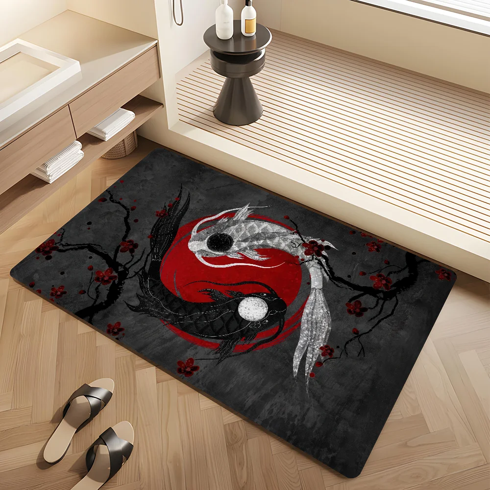 

Chinese Dragon Tiger Tai Bagua Yin Yang Floor Carpet Anti-slip Absorb Water Long Strip Cushion Bedroon Mat Welcome Rug