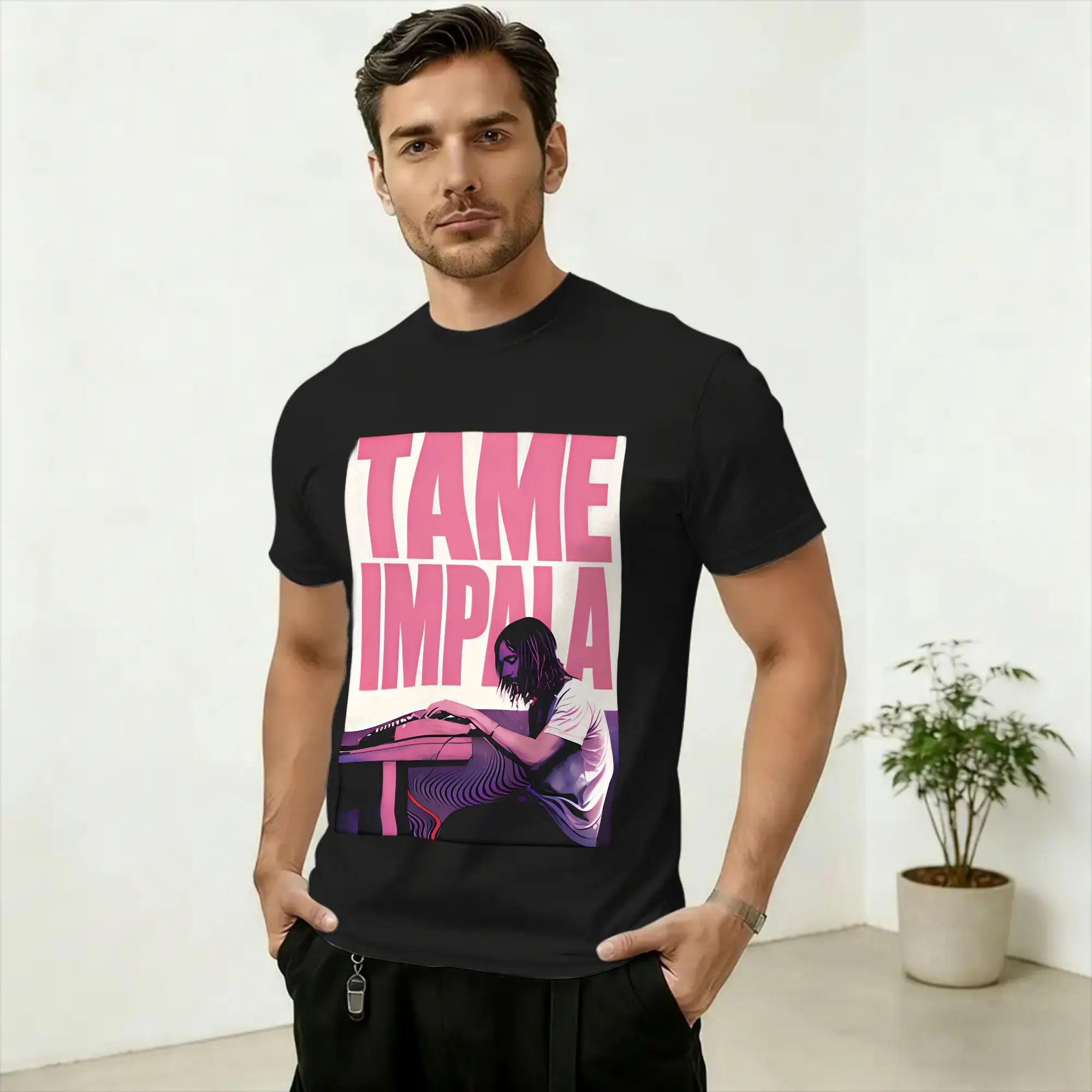 Tame Impala Men T Shirts  Fun Tees Short Sleeve Crewneck T-Shirts 100% Cotton Gift Idea Tops