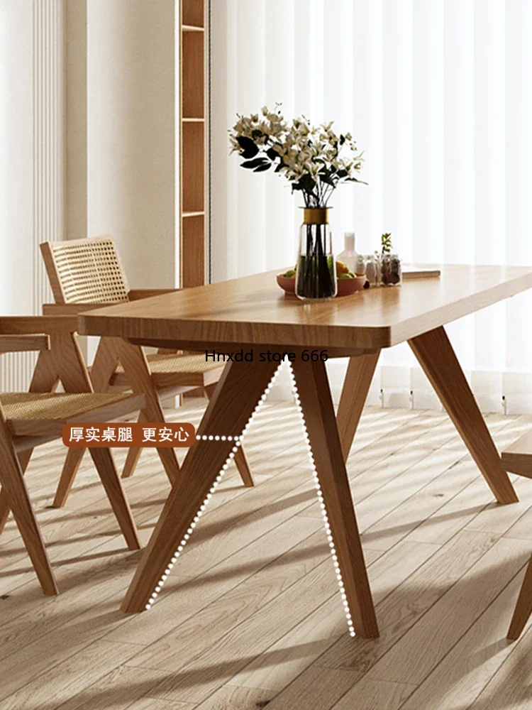 All solid wood dining table and chairs combination modern simple rectangular Chinese home