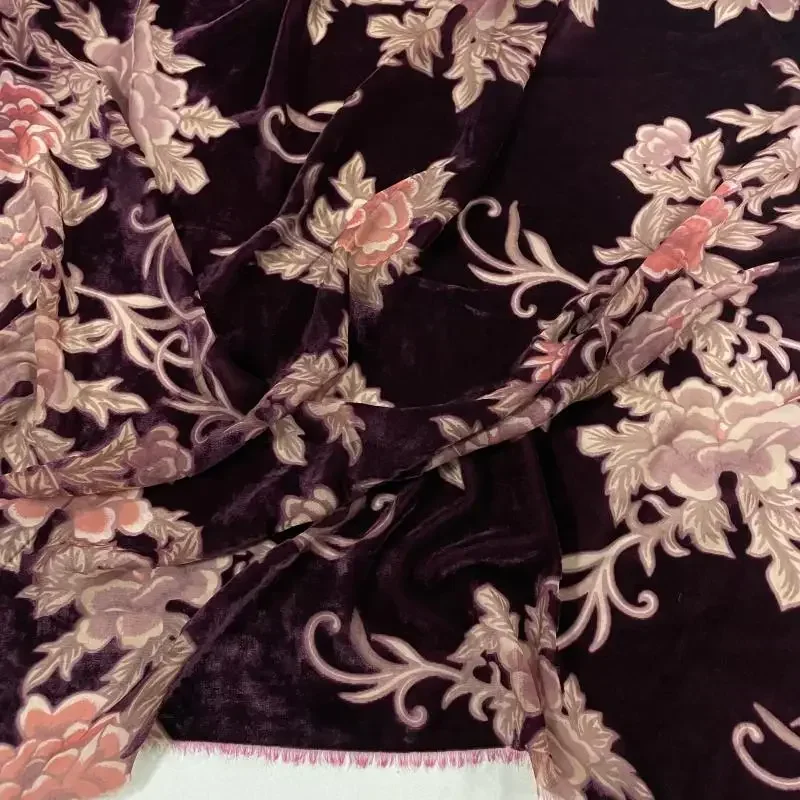 Big Deal Flocked Velvet Fabric Soft Flocked Nylon Viscose 140cm Width Cheongsam Wedding Dress Decoration Material