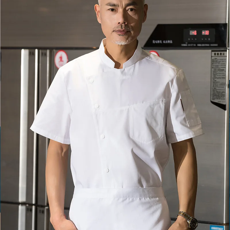 Summer Chef Overalls Breathable Short Sleeve Men'S Dining Hotel Rear Kitchen Restaurant Master Overalls Clothes Printing