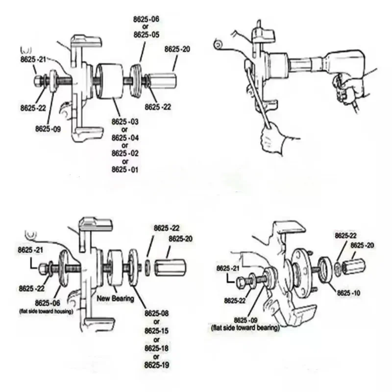 1Set Wheel Bearing Race Seal Bush Driver Master Tool Kits Axle Install Remove Puller Tool Kit Set Altitude Peilin