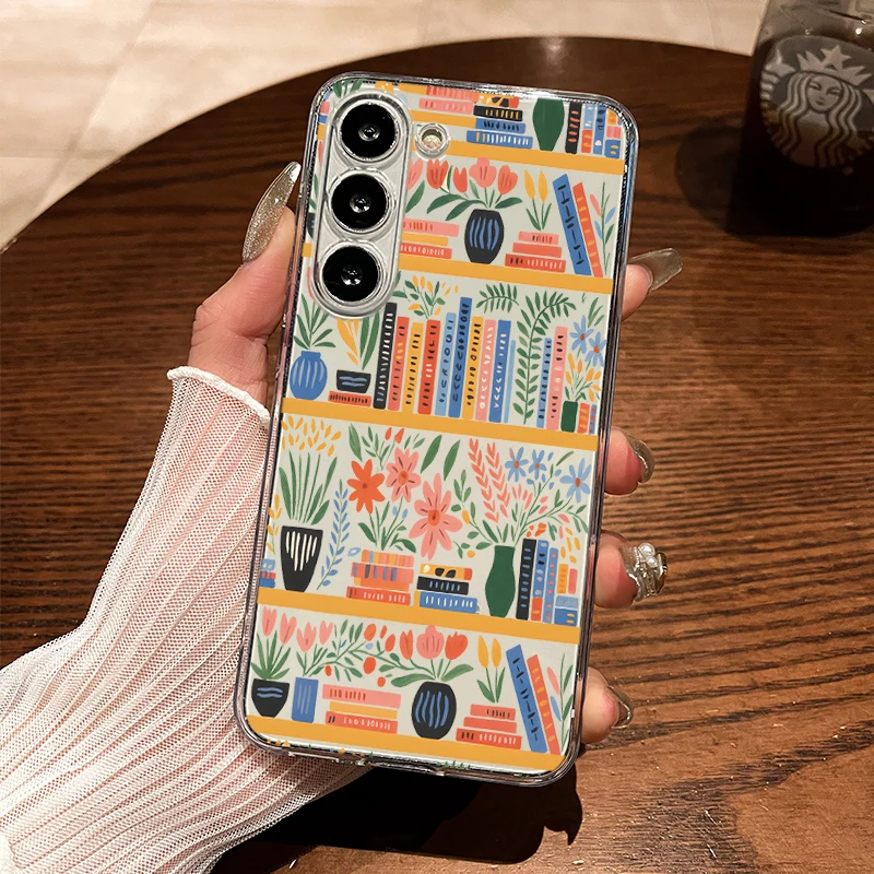 Kreatives Blumen-Bücherregal Transparente Hülle für Samsung Galaxy S25 S24 S23 Ultra S22 S21 FE A16 A15 A36 A56 A55 A54 A53 Note 20 Cover – Detail 5