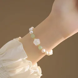 925 Sterling Silver Rose Bracelet for Women Summer Versatile Flower Pearl Bracelet Hand Jewelry Fashion Gifts