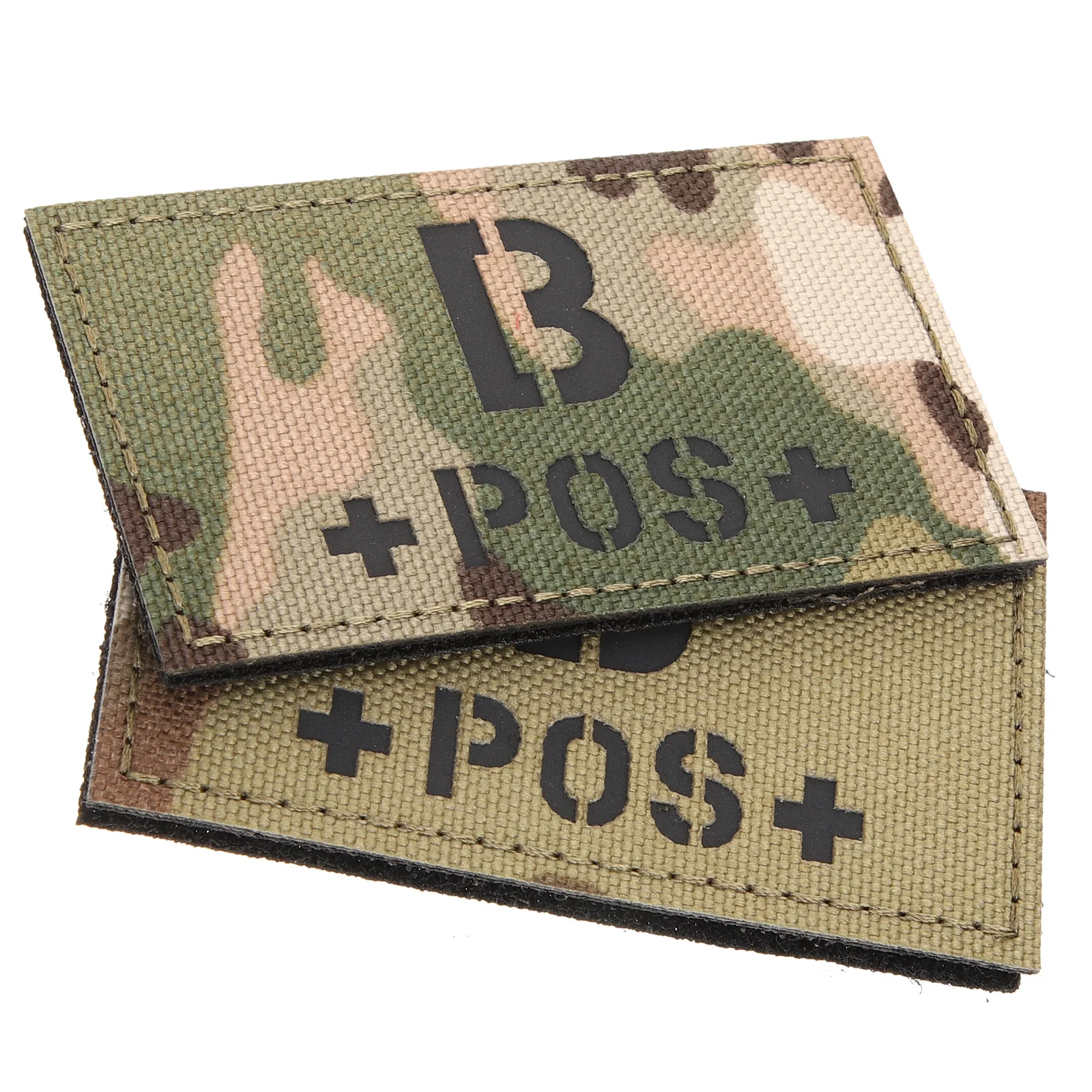 

2pcs Reflective Blood Type Patch Camouflage Hook Loop for Clothing Uniforms Emergency Use Durable