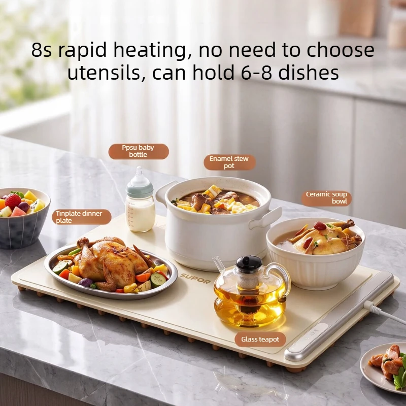 400W Foldable Food Warming Mat, Silicone Buffet Warmer with 3 Temperature Levels, Touch Controls, 2m Cable, Storage Bag