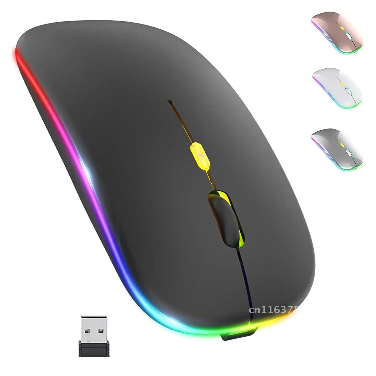 

Colorful Backlit Silent Mute Mosue Rechargeable Wireless Mouse Computer Accessories for Home /Office / Games