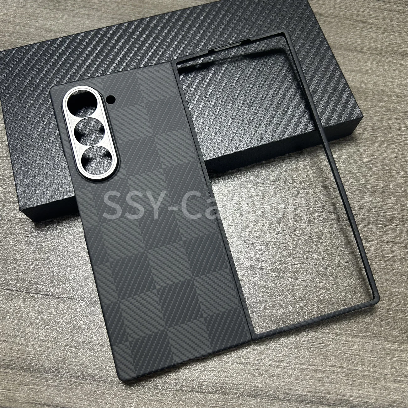 

Настоящий карбоновый чехол Magsafe для Samsung Galaxy Z fold6, углеродное волокно Magsafe Aramid, противовзрывное магнитное кольцо