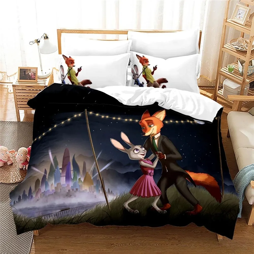 

Disney Cartoon Zootopia Zootropolis 3d Printed Bedding Set Queen King Size Duvet Cover Set Soft Comforter Cover Pillowcase Set
