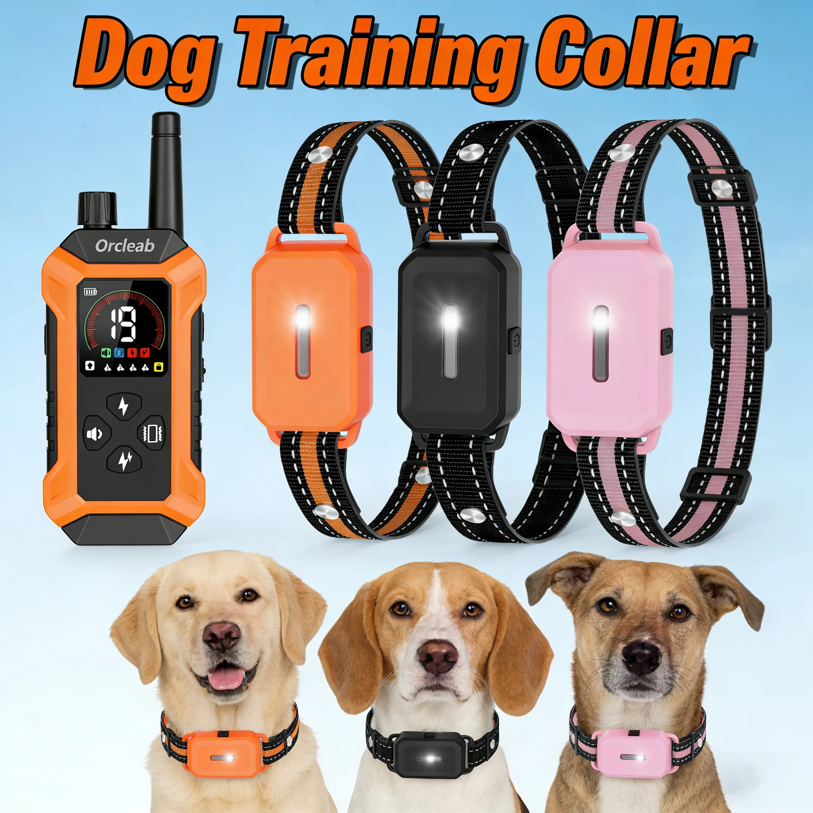 

Электронный ошейник ORCLEAB для дрессировки собак с пультом ДУ, водонепроницаемый (IP67), с фонариком и защитой от несанкционированного доступа (клавиатурный замок), модель PC-32
