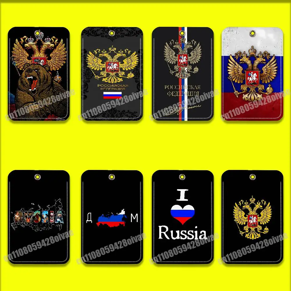 

Russia Russian Map Emblem National Flag Card Holder Cover For ID Clips Credit Bank Campus Sleeves Storage Bag Leather Keychain