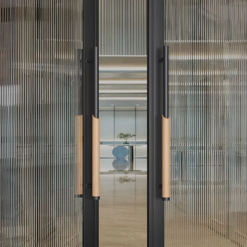 Heavy Duty Stainless Steel Glass Door Handle Modern Solid Wood Walnut Knob for Hotel Meeting Room Interior Hardware