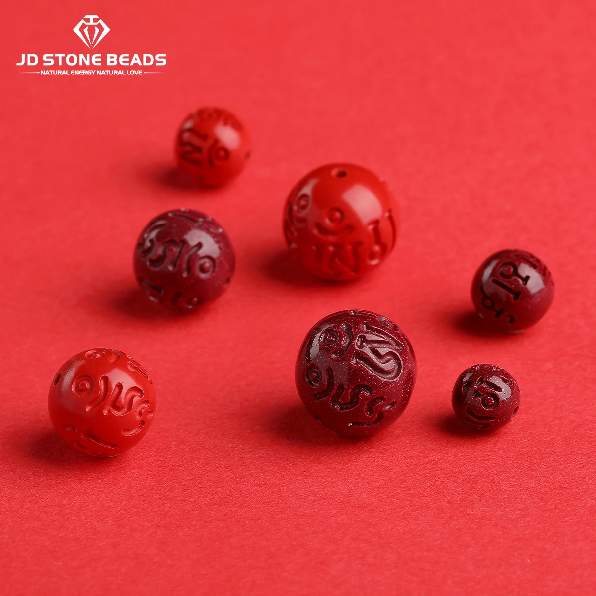 

10 Pcs/lot High Content Cinnabar Carved Buddha Beads Loose Spacer Mantra for Jewelry Making DIY Bracelet Necklace Accessories