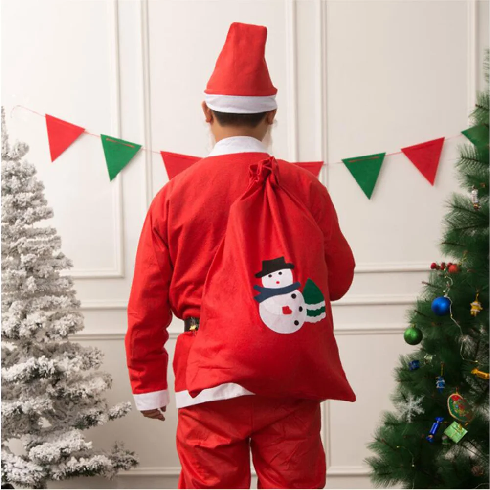 

Christmas Theme Gift Bag Cute Cartoon Design Carry All Pouch for Candies Goodies Presents Party Favors Year Round Use