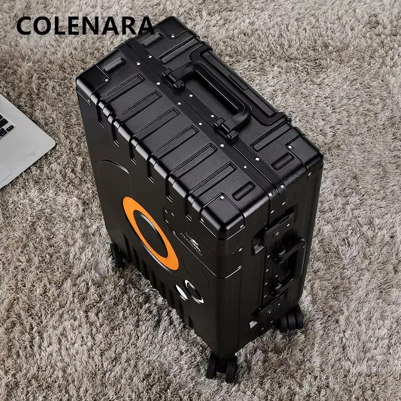 COLENARA Rolling Suitcase Men's Trolley Case Business Boarding Box Aluminum Frame Password Box 20