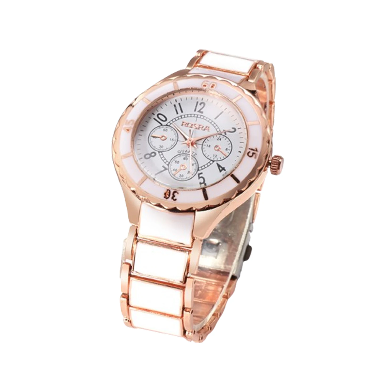 1pc Student Ceramic Watch Elegant Digital Diamond Female Bracelet Wristwatch White