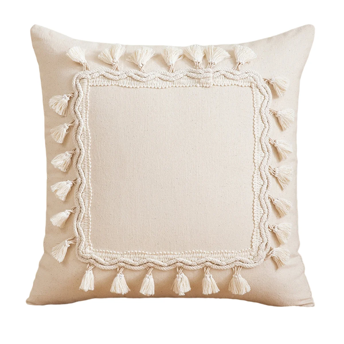 capa-de-almofada-lombar-boho-com-tufos-45x45cm-moderna-simples-estilo-fazenda-linho-neutro-presente-com-borlas