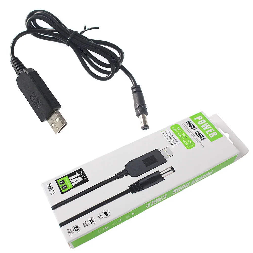 USB Power Boost Line Module DC To DC 5V 9V 12V Step-up USB Boost Cable Adapter Cable Converter 5.5mm*2.1/2.5mm Plug Box Packed