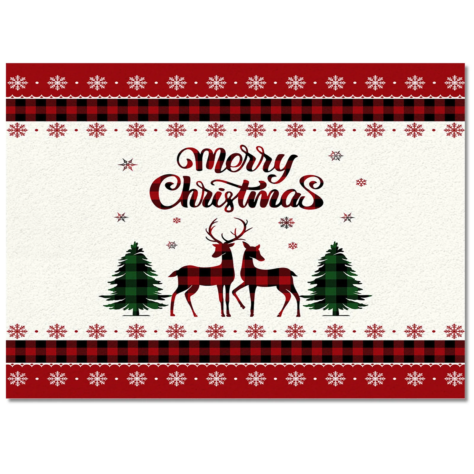 Christmas Red Plaid Snowflake Elk Carpet For Living Room Bedroom Bedside Rugs Soft Carpets Christmas Decoration Mat